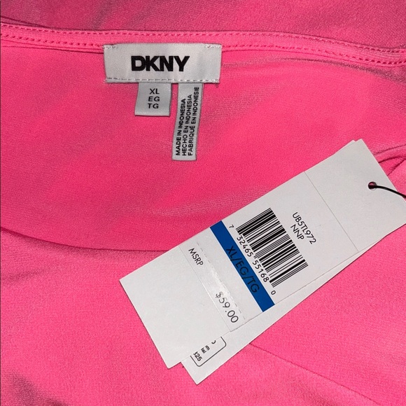 DKNY Zip Shoulder Draped Sleeveless Top XL Neon Pink NWT - Picture 4 of 5